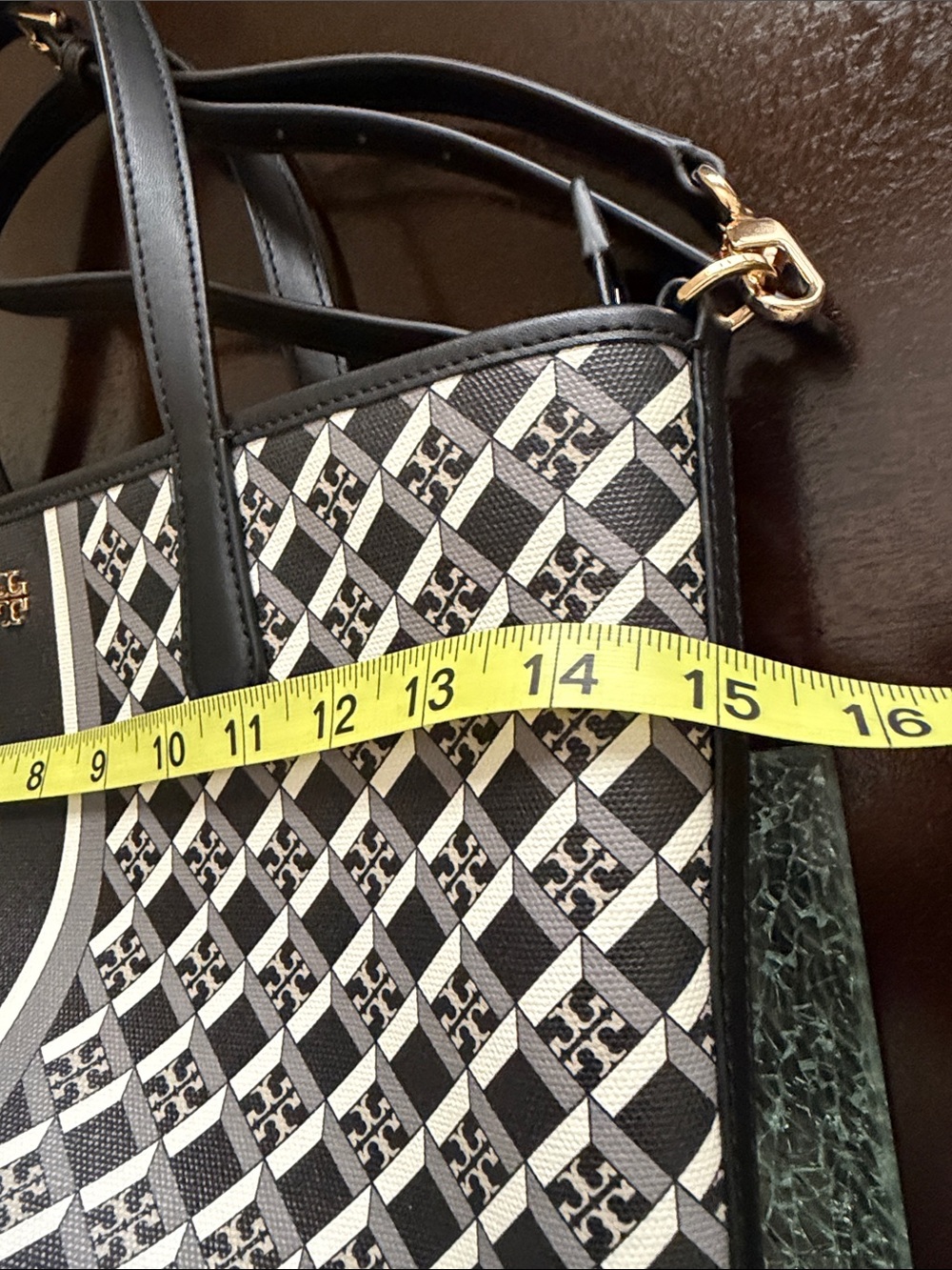 Tory Burch Black and White Geometric Logo Tote with Matching Wallet - Picture 14 of 15